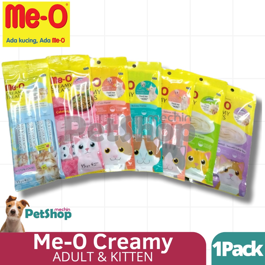 MEO CREAMY TREATS 1PACK ISI 4PCS / SNACK KUCING BERVITAMIN & MENAMBAH NAFSU MAKAN