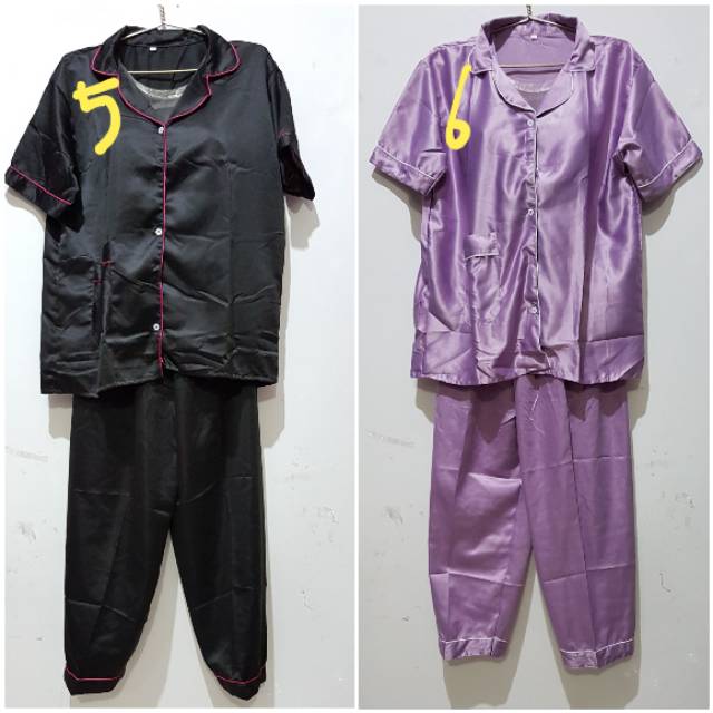 YULI - STELAN PIYAMA CP JUMBO BAHAN SATEN LD 120CM / PIAMA WANITA