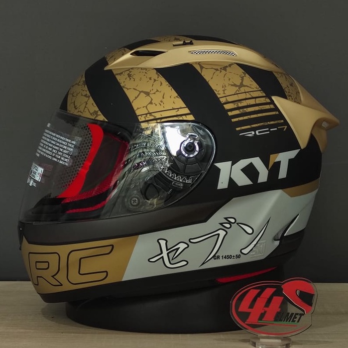 KYT RC7 SERI 17 BLACK DOFF GOLD Helm Full Face, Helm Riding, Helm Touring, Helm Harian