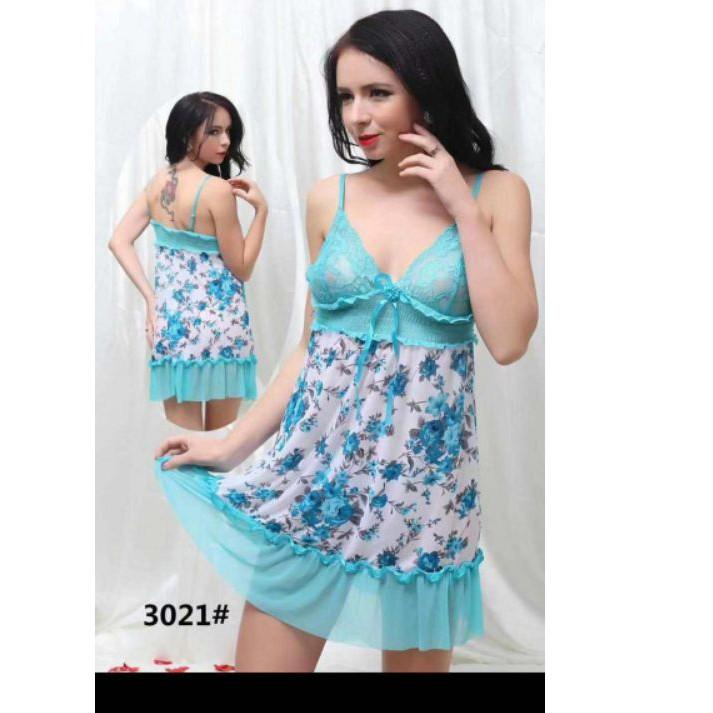 ♨ Piyama wanita dewasa Daster Seksi motif flower bahan satin import fit to allsize ✮