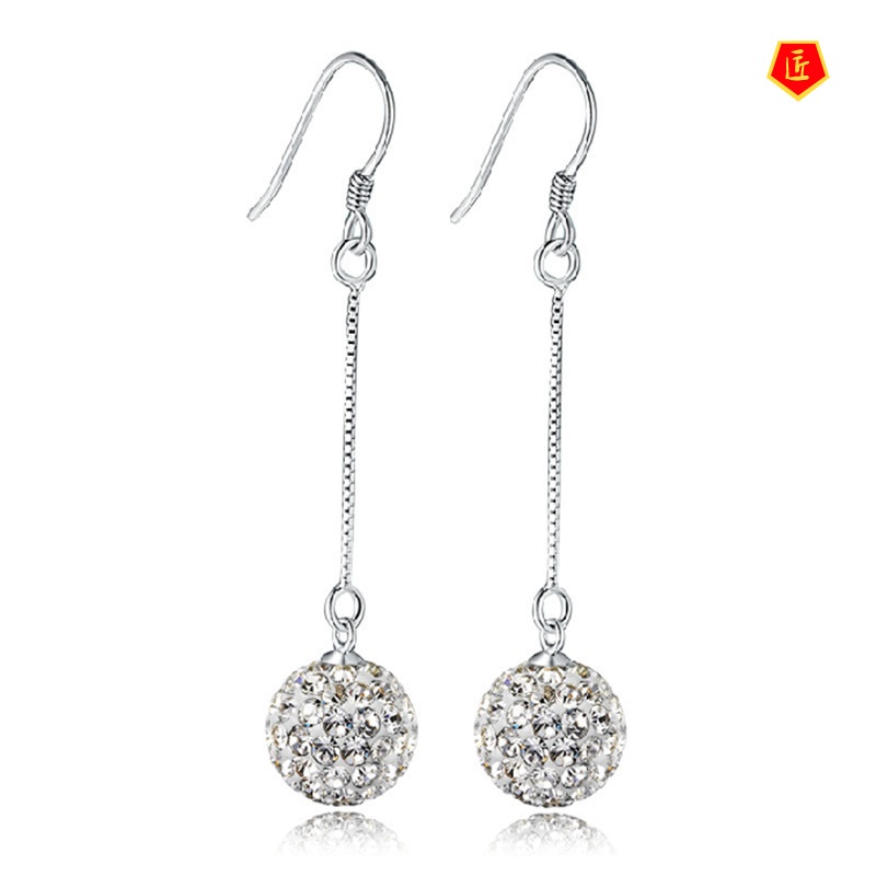 [Ready Stock]Long Tassel Earrings with Crystal Diamond