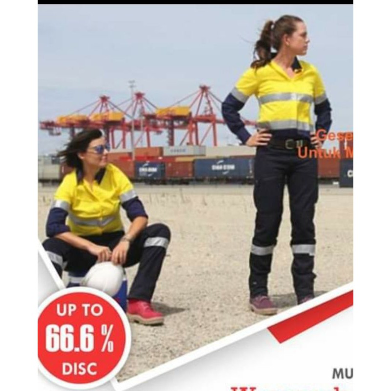 SERAGAM BAJU SAFETY ATASAN KUNING DONGKER KANCING BERLOGO K3