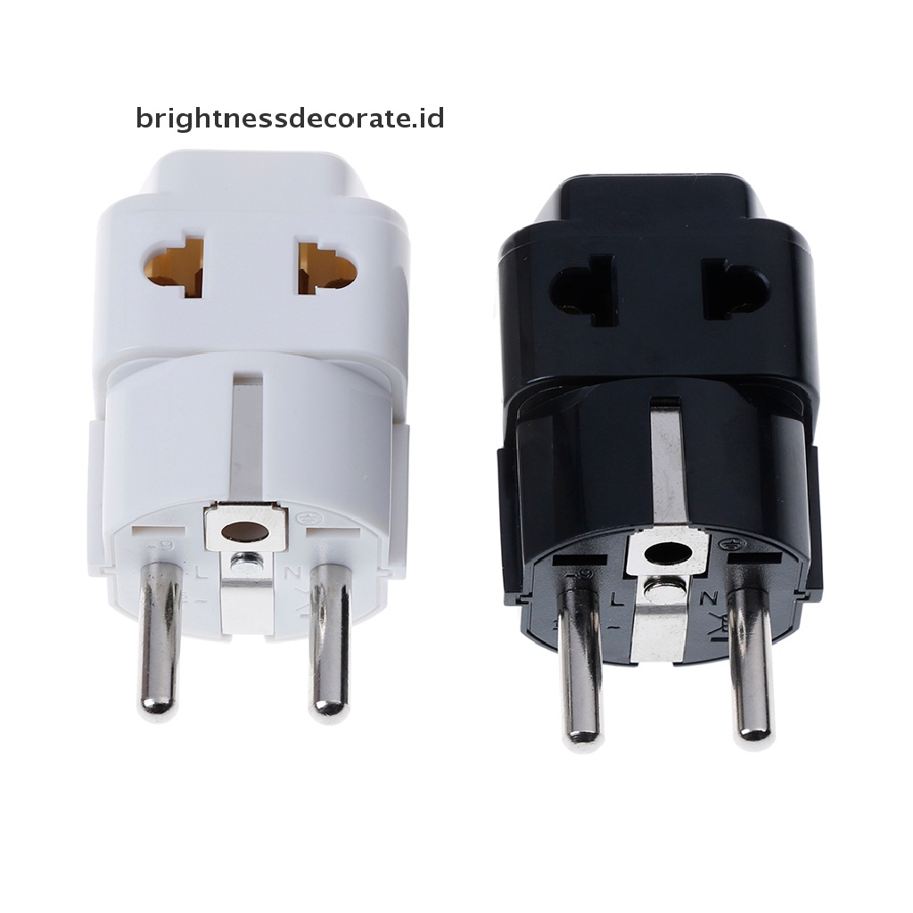 1 Ke 2 / 3 pin socket Splitter Jerman Perancis 5mm plug Ke universal UK / US / EU / AU 2 / 3 pin