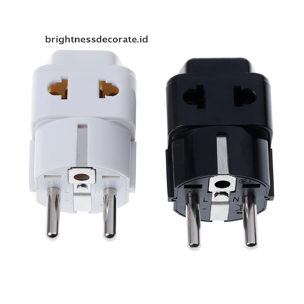 1 Ke 2 / 3 pin socket Splitter Jerman Perancis 5mm plug Ke universal UK / US / EU / AU 2 / 3 pin