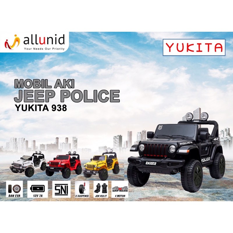 mobil aki anak yukita Jeep Police Yukita 938 (Not Paint)