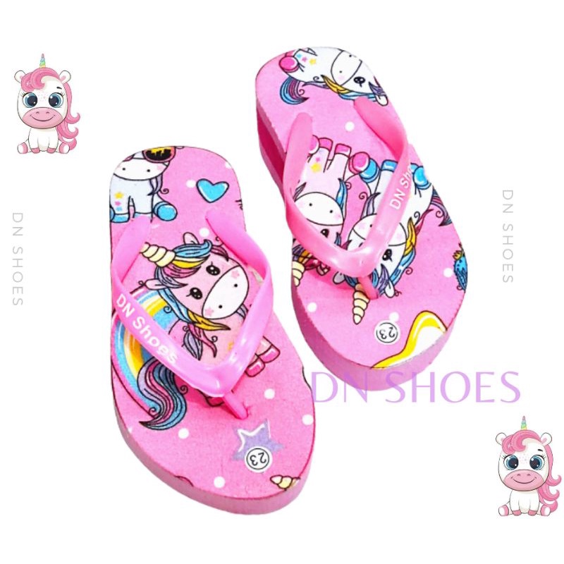 Wedges Anak Perempuan Sandal Anak Karakter Uniqorn Pink