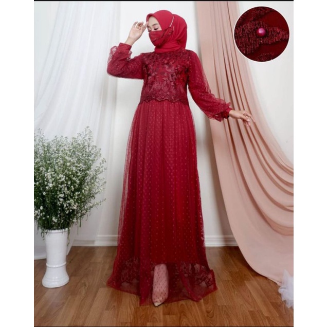 GAMIS RATU SALVINA - GAMIS TILLE MIX DOTTY - GAMIS MUSLIM - FHASION WANITA