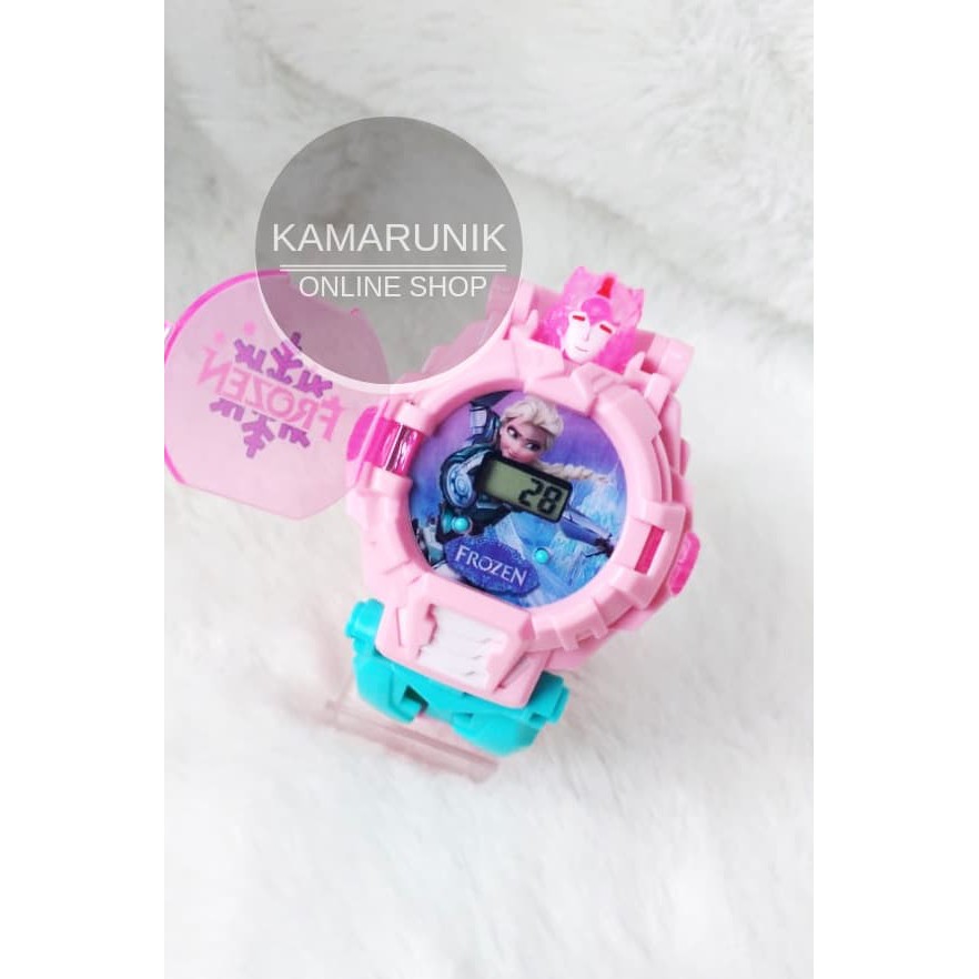 Super Hot! JAM TANGAN ANAK PEREMPUAN ROBOT TRANSFORMER FROZEN UNIK Terbatas!