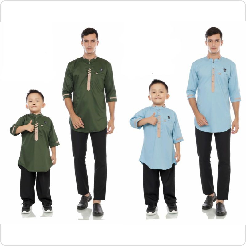 COUPLE KURTA KOKO PAKISTAN COBANA ARMY BIRU MUDA