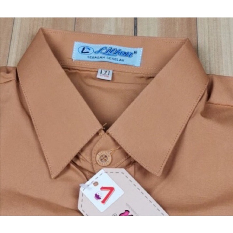 Seragam Pramuka SIAGA lengan pendek Litton 2-XL katun halus / hem coklat sekolah