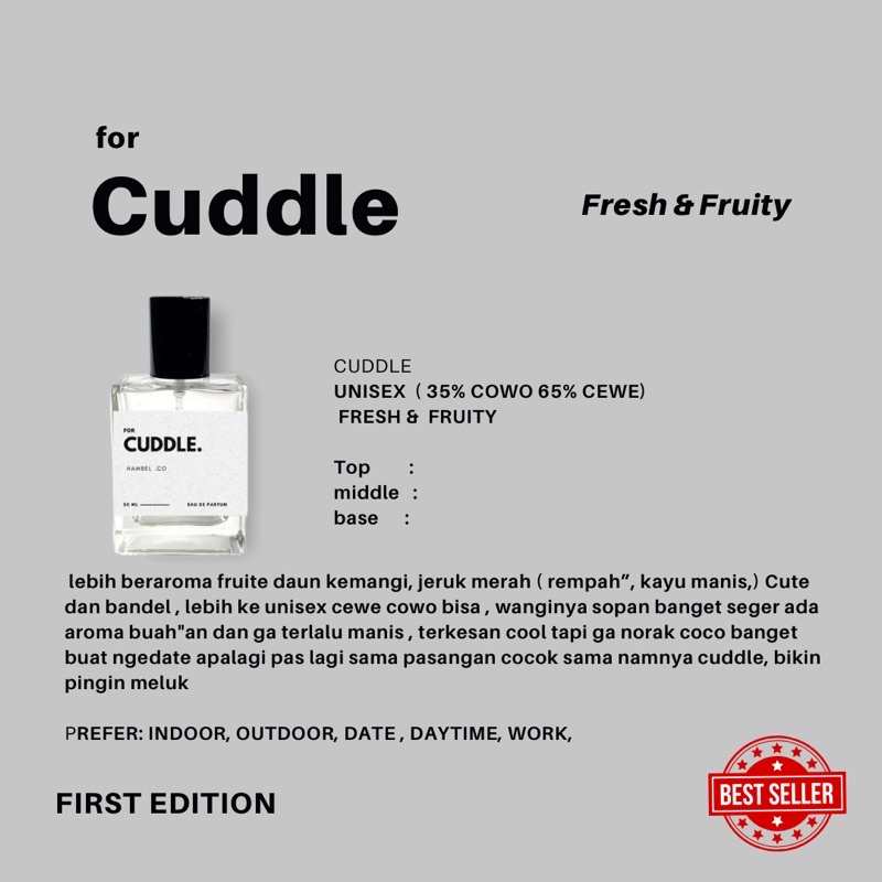 Hambel parfum-For Cuddle (Cute dan bandel) | Fruity &amp; fresh | Parfum Unisex