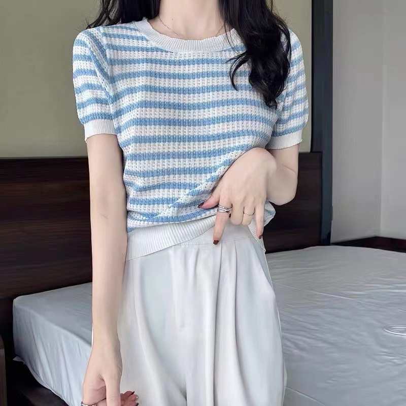 Vio Sweater Knit Top - Blouse Rajut Import - Stripes Colour Rajut Import Sweater TM (6242)