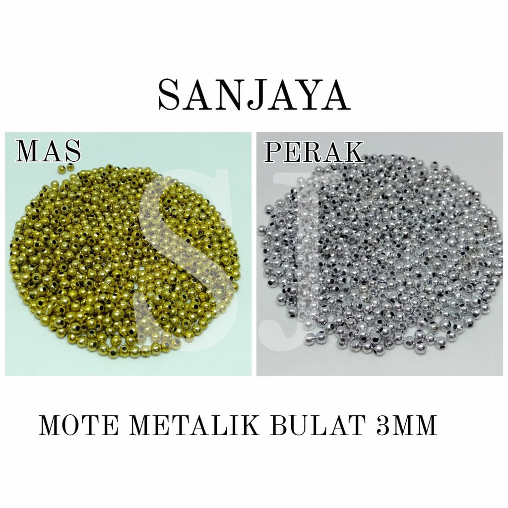 MANIK BULAT METALIK / MOTE BULAT METALIK / MANIK BULAT EMAS / MANIK BULAT PERAK / MOTE EMAS / MOTE PERAK / MOTE METALIK BULAT 3MM