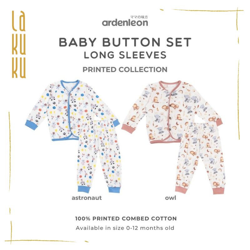 Lakuku - Ardenleon Baby Button set Long Sleeves Printed Collection Setelan Piyama Panjang Bayi