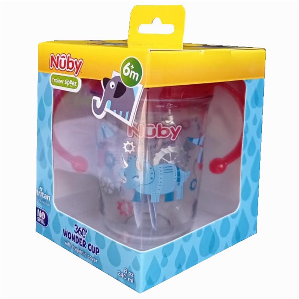 NUBY 126324 240 ml Wonder Cup Tritan Glitter Red Dino Botol