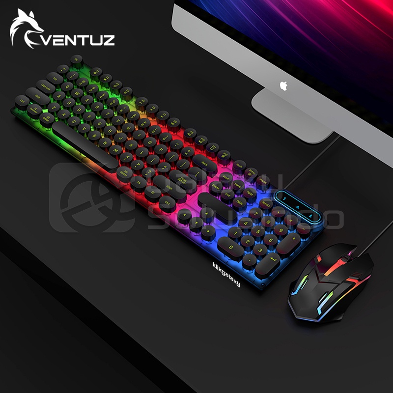 VENTUZ STRIKE X1 RGB Rainbow Gaming Keyboard Mouse - Black