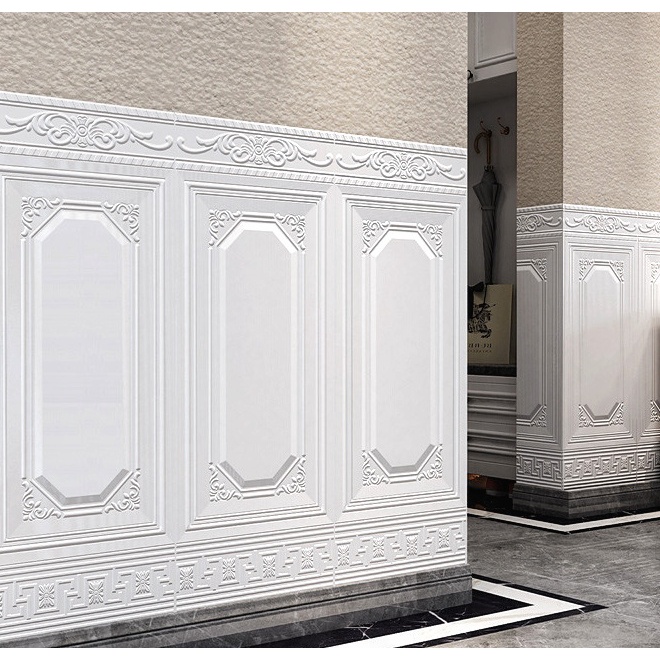 READY SEMUA WARNA [TEBAL] Wallpaper 3D Foam Tembok Dinding Motif Pintu Jendela/Stiker Foam 3D Dinding Dekorasi Ruangan-Dinding~Giok Putih