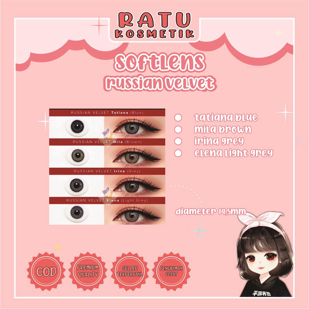 ❤ RATU ❤ Softlens X2 Russian Velvet Normal | Soflens Exoticon Rusian Dia 14.5mm