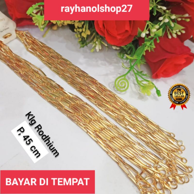 Kalung Rhodium gold 1pcs kalung pria wanita termurah