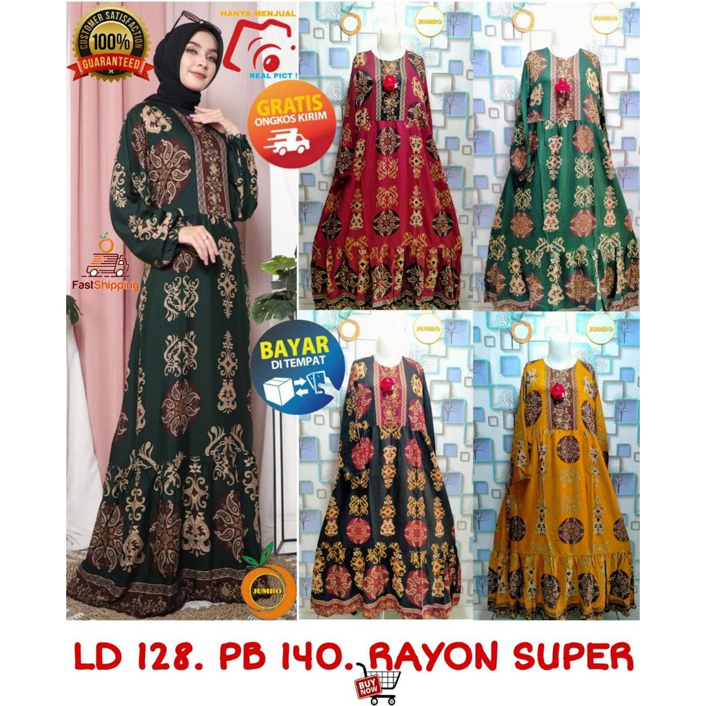 GAMIS RAYON JUMBO LD 120 - 128 SAVRO GAMIS BANGKOK JUMBO GAMIS IBU HAMIL KATUN RAYON VISCOSE 5L