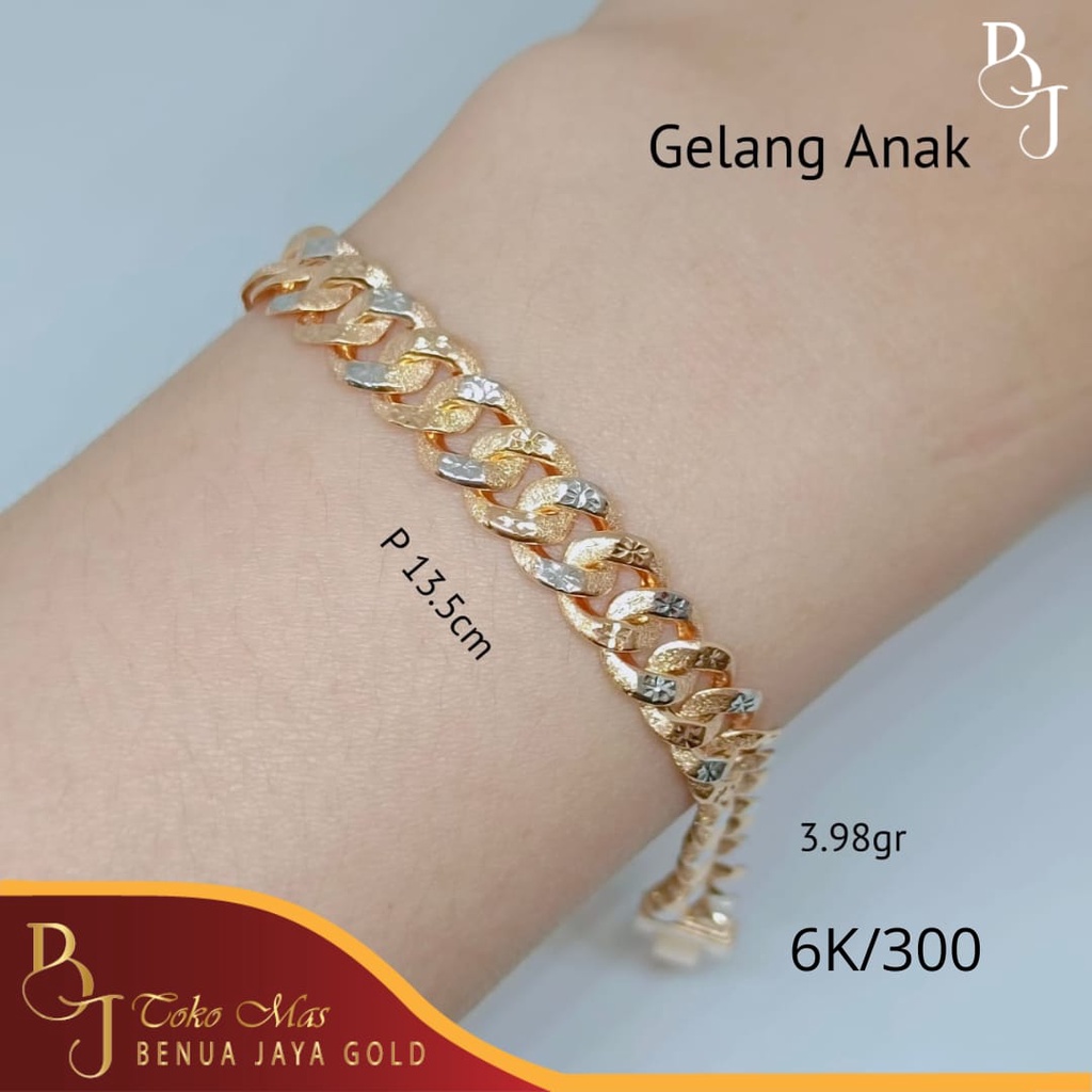 Gelang Anak Rantai Sisik Naga Emas 6K/300