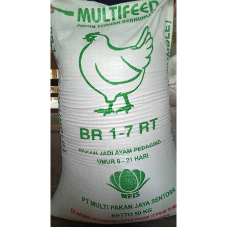 PAKAN AYAM BR 1-7 RT MULTIFEED KEMASAN 500gram dan 1kg