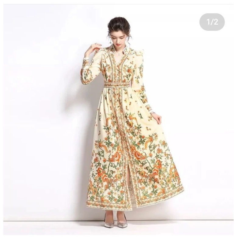 Gamis outer flower/bunga import premium