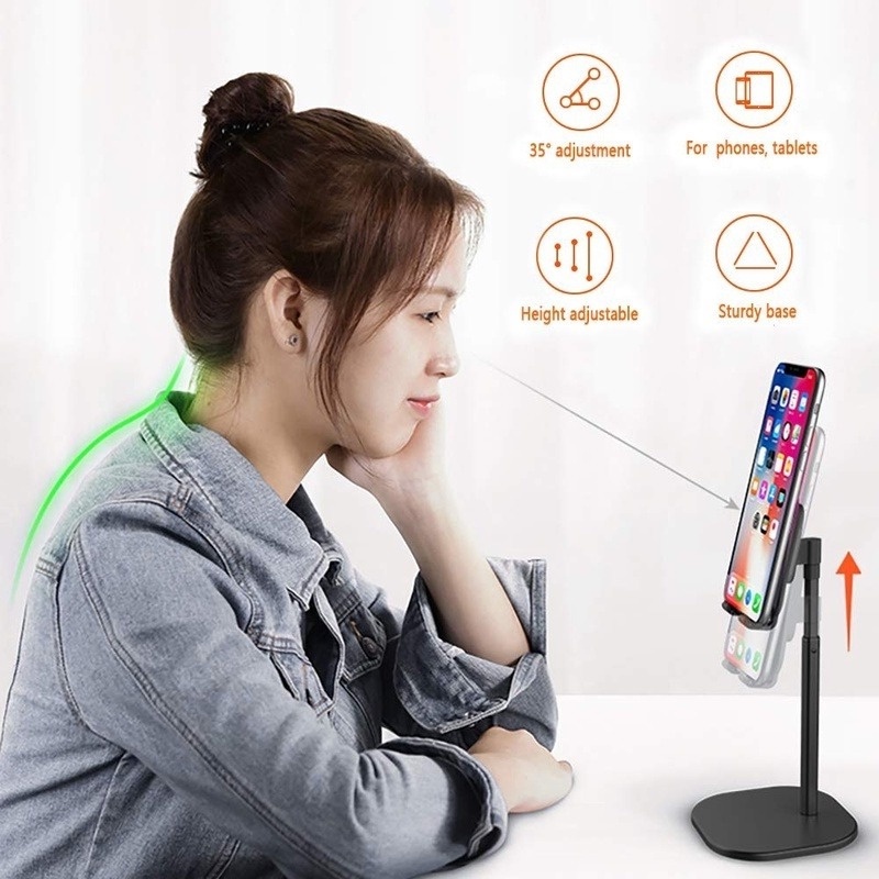 Stand Holder Ponsel / Tablet Universal Teleskopis Adjustable Untuk IPhone / Android