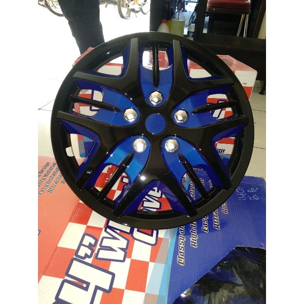 WELDOP Dop Roda RING 14 BIRU HITAM PLASTIK/ABS 1 SET (4 PCS)