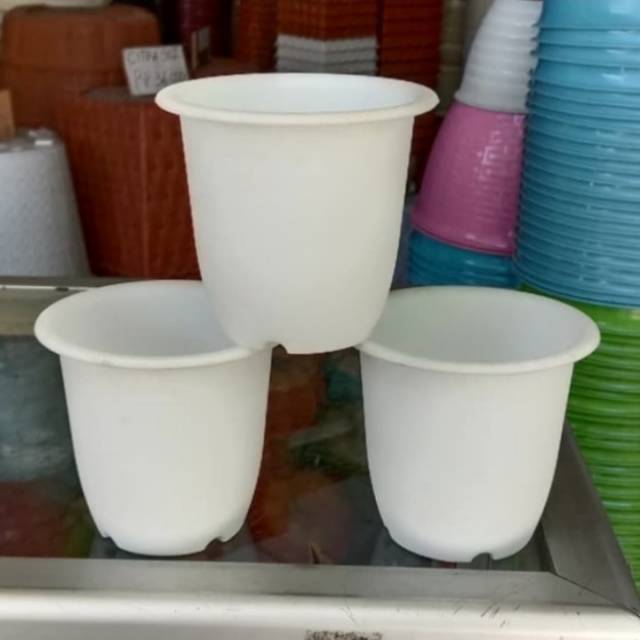 Pot putih kecil/ pot tanaman
