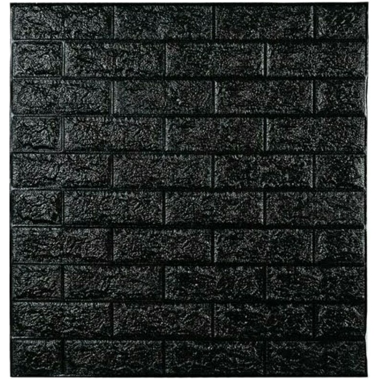 Wallpaper Dinding 3D Foam Motif Batu Bata 70 x 38 CM-Hitam