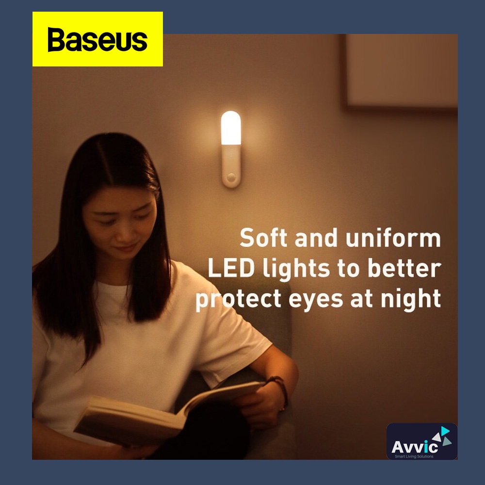 BASEUS Lampu Tidur Darurat Dinding Otomatis Aisle Sunshine Night Light Sensor Human Body