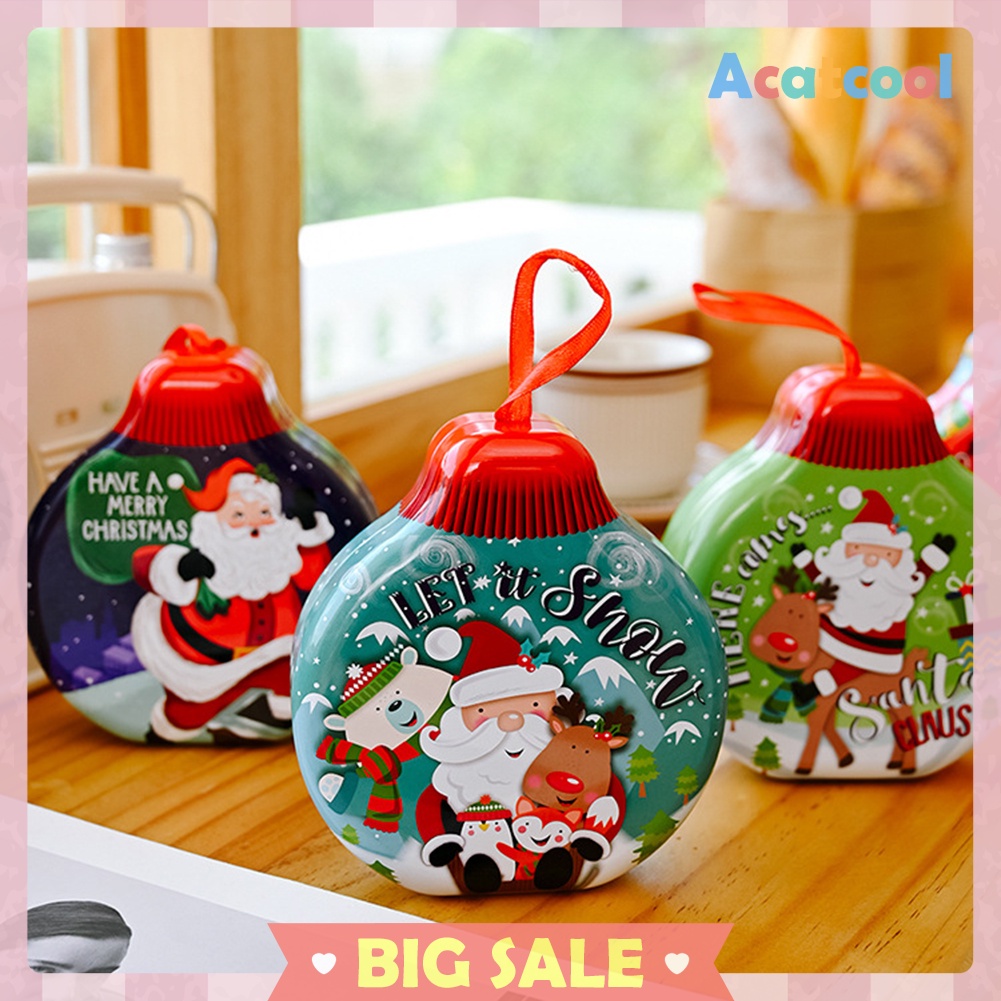 Christmas Candy Tin Box Tinplate Can Hanging Children Gift Packing Case