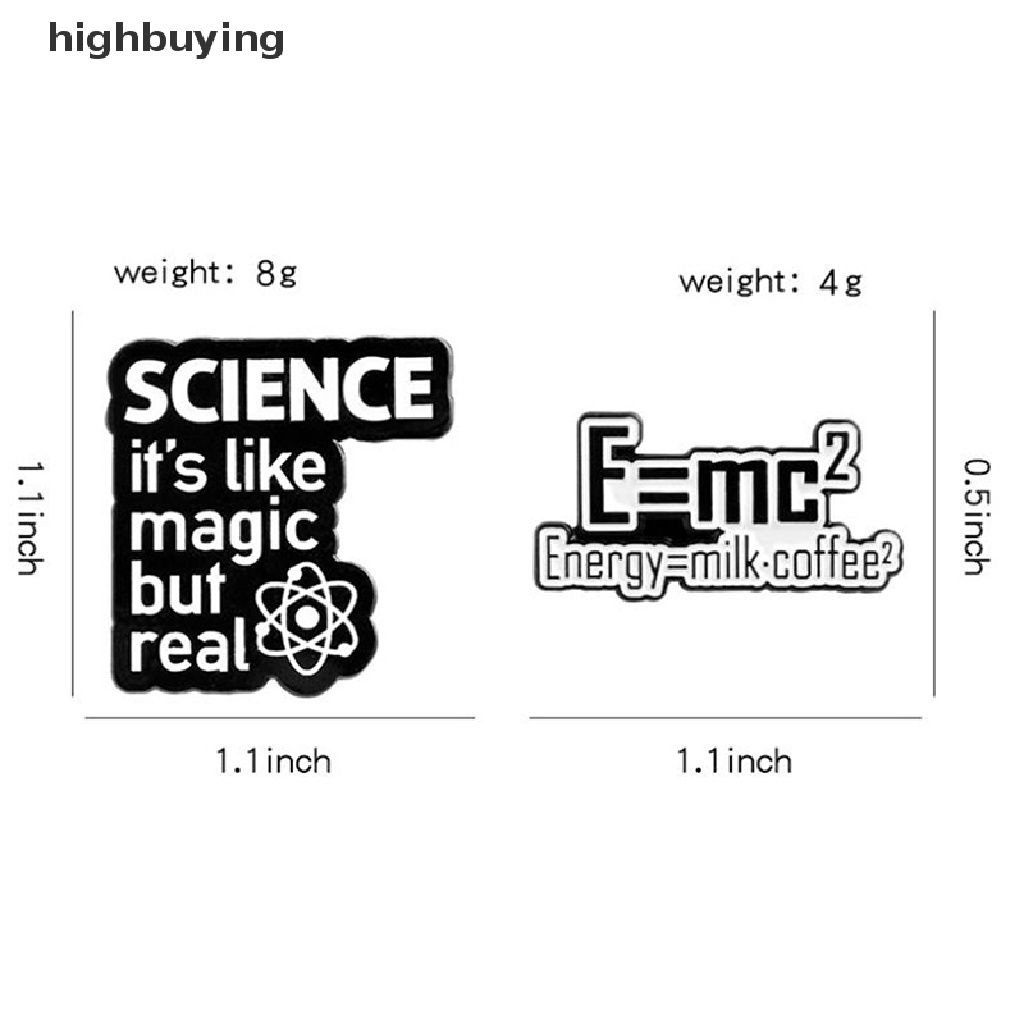 Hbid 1Pc Bros Pin Enamel Desain Science is Magic Warna Hitam Putih Untuk Aksesoris Taskerah Pakaian