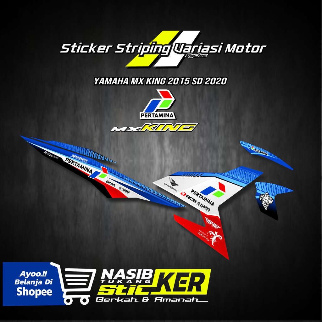 STRIPING STICKER VARIASI LIS YAMAHA MX KING LIVERY PERTAMINA MANDALIKA RACING TEAM SAG