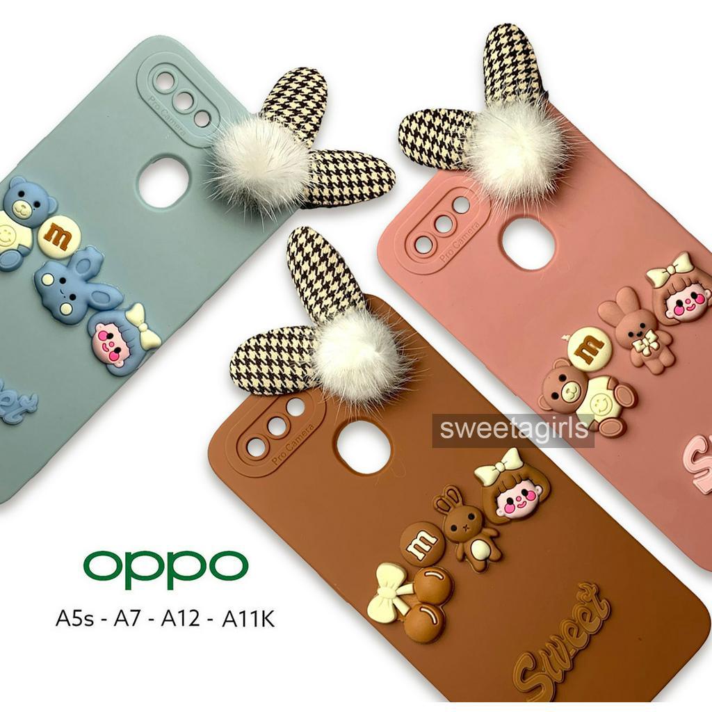 Softcase dengan boneka Timbul 3D untuk Oppo A5s - A12 - A7 - A11K ( Sama ) - Sweetacase.id - Casing Lucu - Kesing Cewek - Casing Lembut - Aksesoris Boneka Timbul - Case Bening - Lucu - Gemoy Transparan