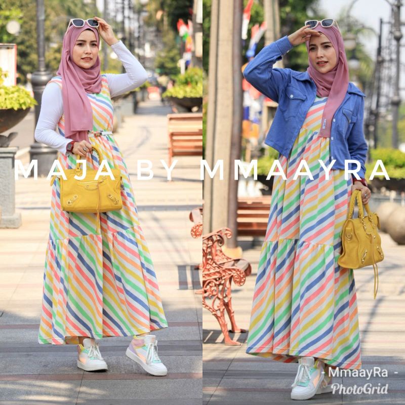 maja by mmaayra setelan dress dan jaket gamis kutung kaos babyterry jaket denim