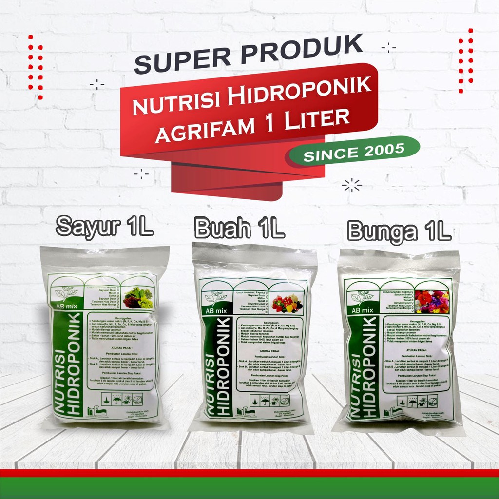 Nutrisi ab mix - ab mix hidroponik - nutrisi hidroponik 1 liter untuk 200 liter air
