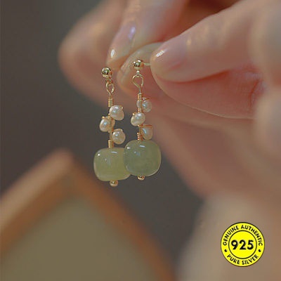 Anting Tusuk Gantung Lapis Emas 18K Hias Mutiara Imitasi Untuk Wanita