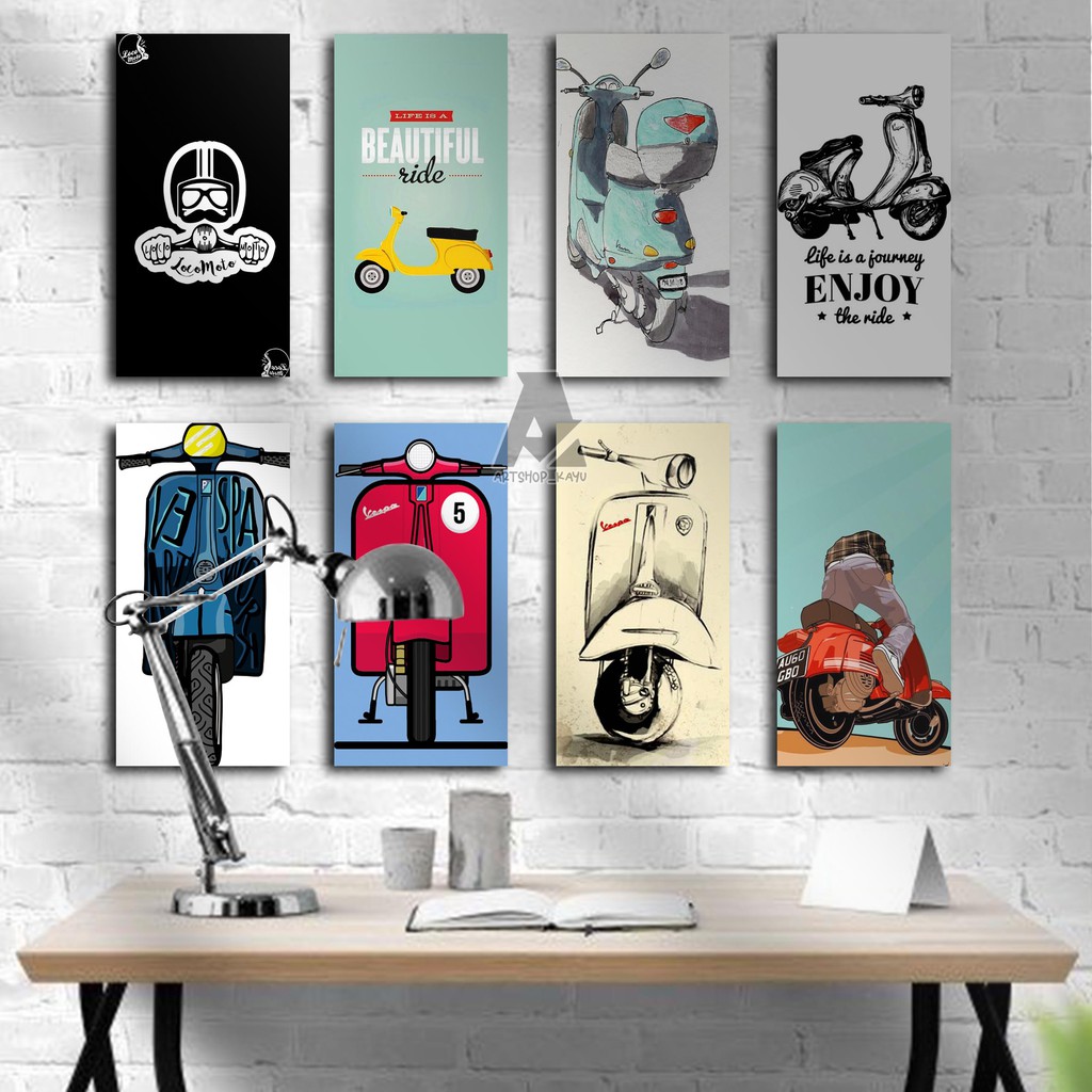 Hiasan dinding VESPA Hiasan Kamar Poster Kayu Pajangan Rumah/ dekorasi dinding / Walldecor