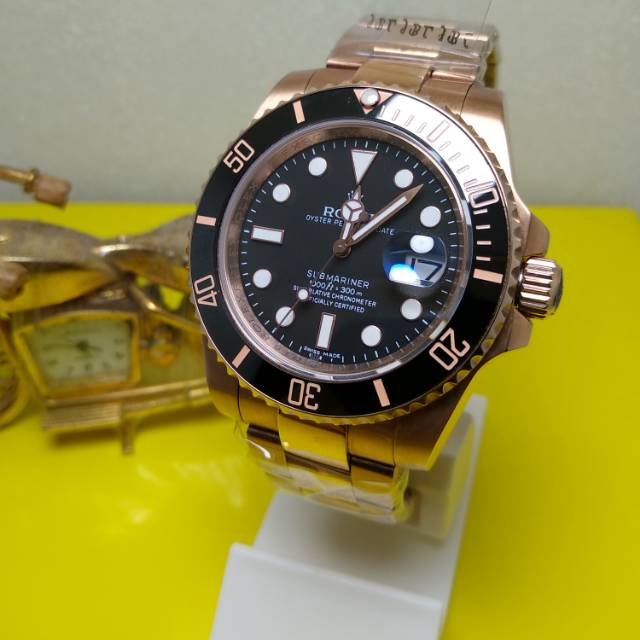 Jam tangan pria rolex submariner all rosgold bodi Swiss full set