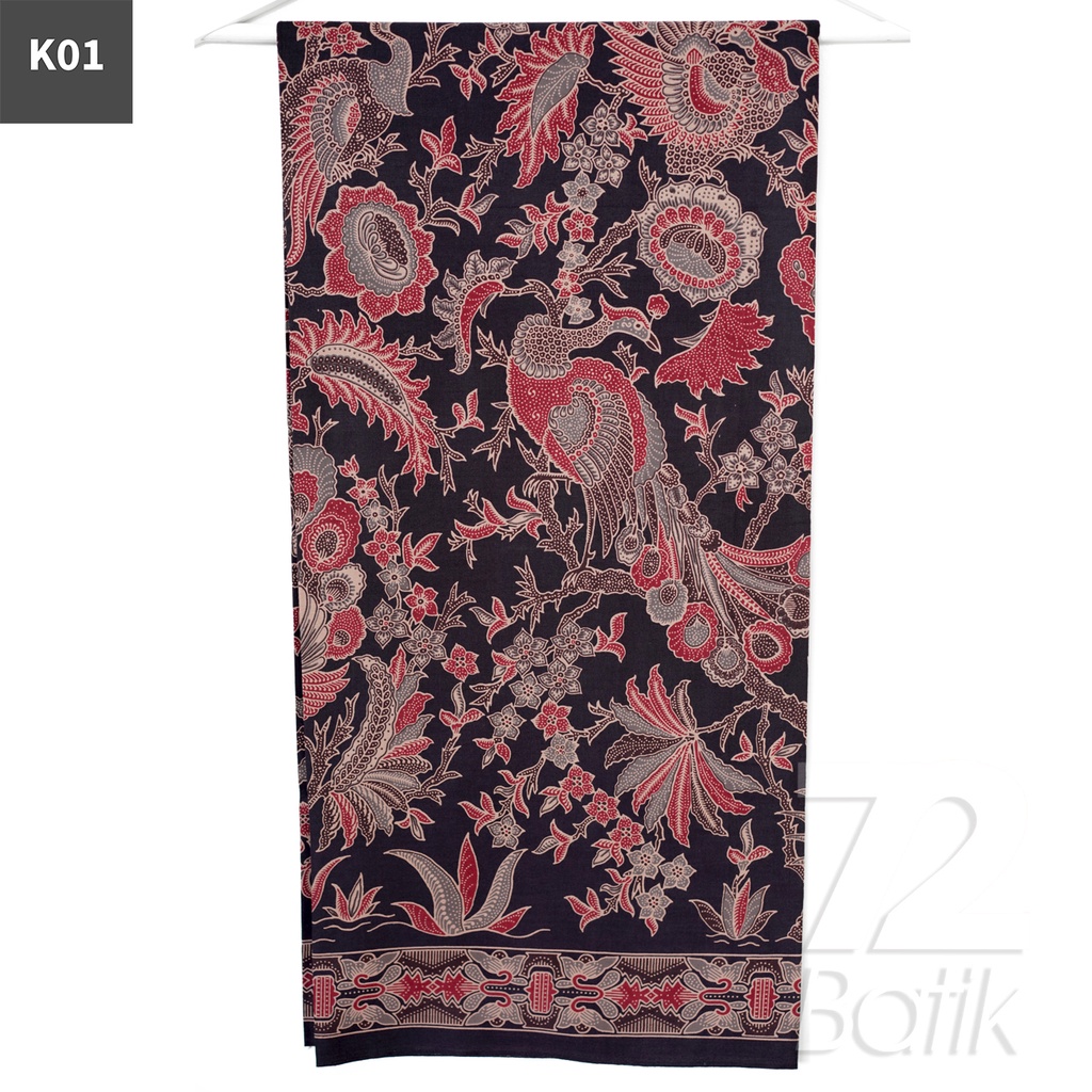 KAIN BATIK PREMIUM Bahan Katun Motif Burung Merak Warna Hitam 721898 Cap 72 Jarik Jarit Samping Kebat Panjang Batik Katun Modern Premium Bahan Seragam Batik Pernikahan Kantor Keluarga Murah Kamen Jadi Batik Bali Lembaran