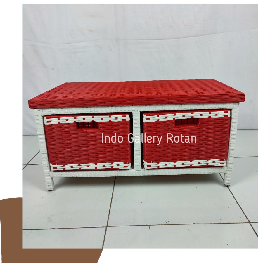 Rak Laci Rotan Sintetis Tinggi 2 Susun Laci Samping Bisa Request Warna