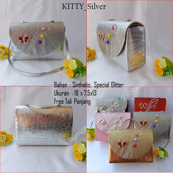 TAS PESTA KITTY MODEL CLUCTH DAN SELEMPANG TERKESAN MEWAH DAN ELEGAN READY