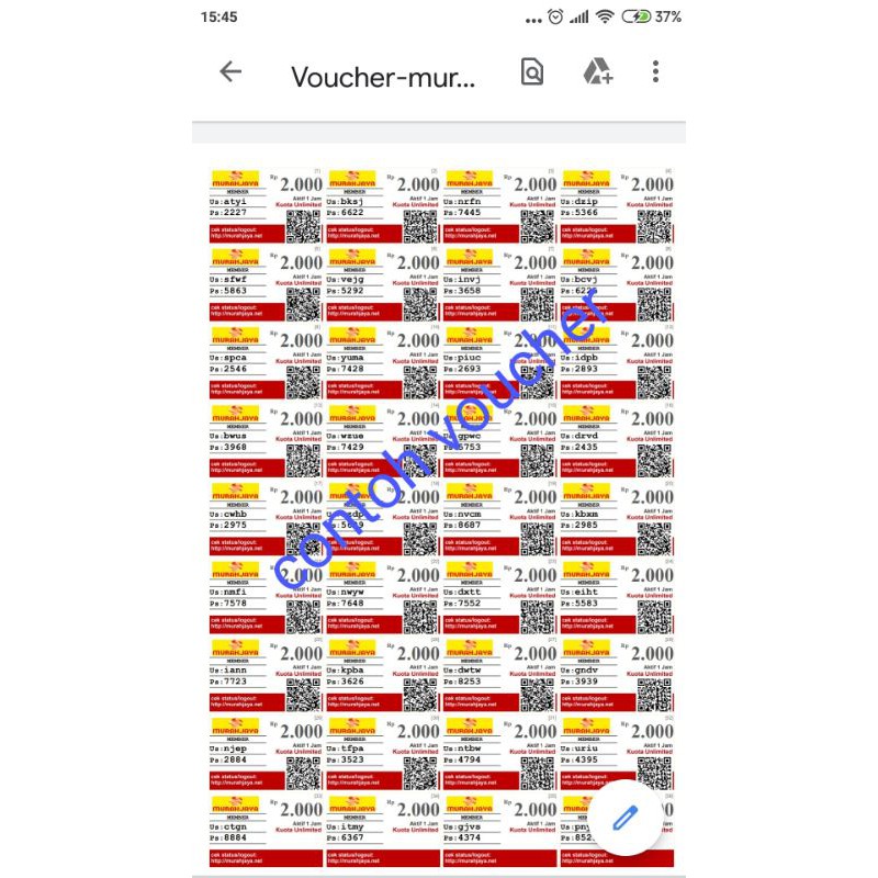 kertas tambahan cetak voucher wifi mikrotik(orderan khusus)