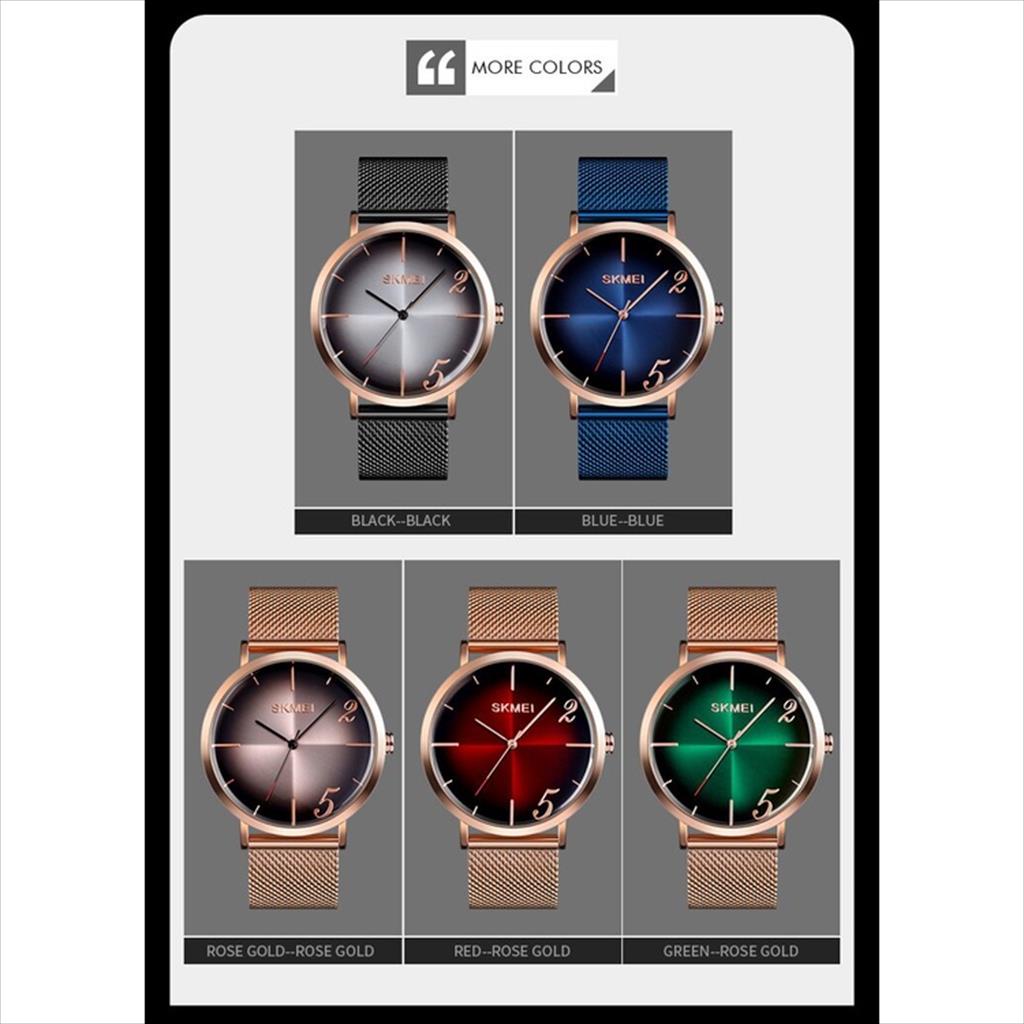Jam Tangan Pria SKMEI Analog 9200 Mesh Stainless Steel Quartz Clock Anti Air
