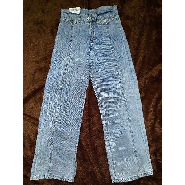 CELANA JEANS KULOT MISS LORA WARNA WASHED BLUE DENIM SIZE S
