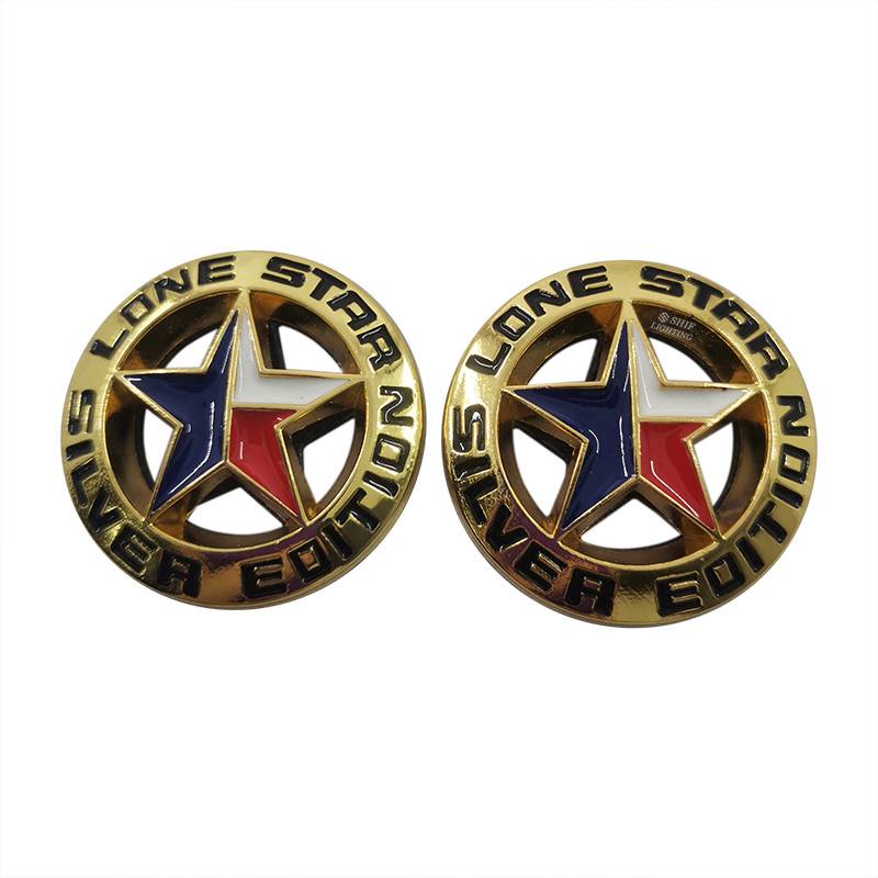 2 x Metal Gold LONE STAR Logo Car Auto Rear Trunk Decorative Emblem Sticker Badge Decal TEXAS EDITION