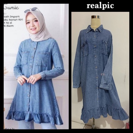 TUNIK FLODIA - TUNIK JEANS JUMBO XX BUMIL BUSUI MURAH