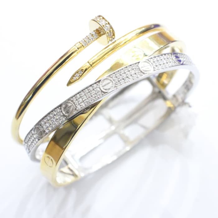 Gelang tangan emas putih bangle original perhiasan mas 75% premium